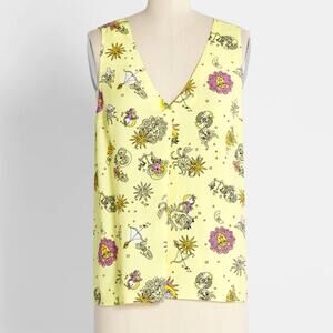 ModCloth Zodiac Astrology Celestial Yellow Sleeveless Genuine Self Blouse 3X